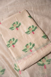 Simply Floral Beige & Green Cotton Unstitched Suit Set